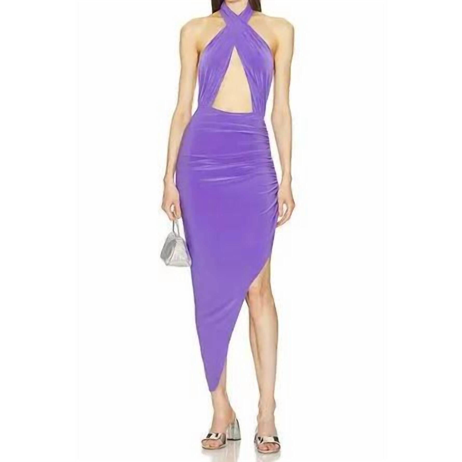 New Norma Kamali Cross Halter Side Drape Gown In Grape
